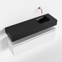 Toiletmeubel Mondiaz Andor | 100 cm | Meubelkleur Talc | Lex vrijhangend wastafel Urban Rechts | Zonder kraangat