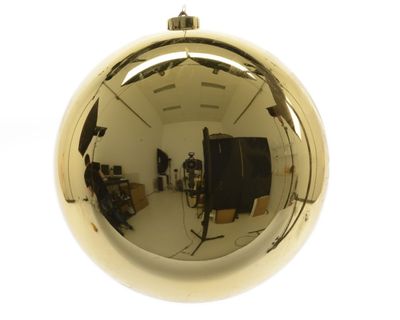 Kerstbal plastic glans licht goud 200 mm - Ksd