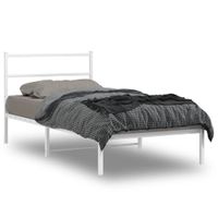 Bedframe met hoofdbord metaal wit 107x203 cm