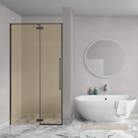 Aqua Vista Oria Linea nisdeur - 90x200cm - incl. montageset - champagne glas - Mat zwart SW1186300/SW1175900