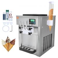 VEVOR Commerciële IJsmachine, 1800W, 3 Smaken, Softijsmachine voor op het aanrecht, 2 x 4L Hoppers, 2 x 1,8L Cilinders, LCD-scherm, Automatische Reiniging, Voorkoeling