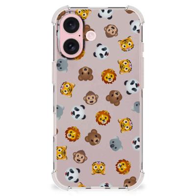 Doorzichtige Silicone Hoesje voor iPhone 16 Dieren Emojis