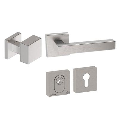 Hardbrass Voordeurset Quadro exc. 3-delig vierkant met anti-kerntrek SKG*** - RVS