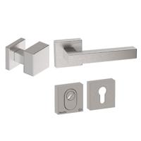 Hardbrass Voordeurset Quadro exc. 3-delig vierkant met anti-kerntrek SKG*** - RVS