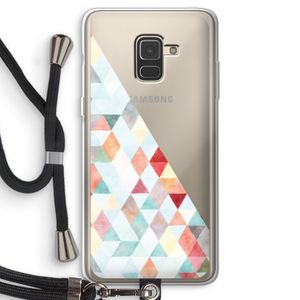 Gekleurde driehoekjes pastel: Samsung Galaxy A8 (2018) Transparant Hoesje met koord