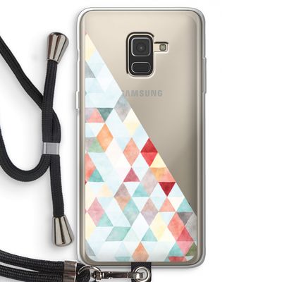 Gekleurde driehoekjes pastel: Samsung Galaxy A8 (2018) Transparant Hoesje met koord