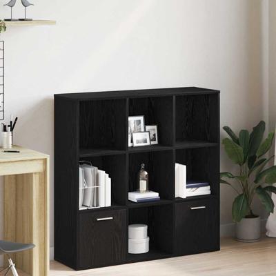 Boekenkast 98x29x97,5 cm bewerkt hout zwart eikenkleur