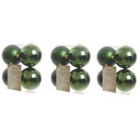 12x Kunststof kerstballen glanzend/mat donkergroen 10 cm kerstboom versiering/decoratie   -