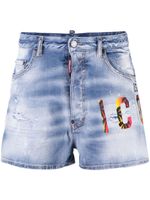 DSQUARED2 short en jean imprimé Icon à taille basse - Bleu