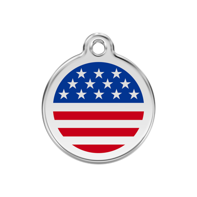 US Flag Navy roestvrijstalen hondenpenning medium/gemiddeld dia. 3 cm - Reddingo