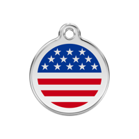 US Flag Navy roestvrijstalen hondenpenning medium/gemiddeld dia. 3 cm - Reddingo