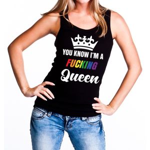 Zwart You know i am a fucking Queen tanktop / mouwloos shirt dames XL  -