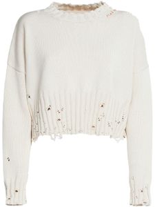 Marni pull crop à effet usé - Blanc