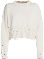 Marni pull crop à effet usé - Blanc