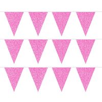 3x Roze glitter vlaggenlijnen 6 meter