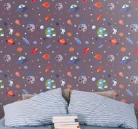 Behang kinderkamer Ruimte-elementen met planeten sterren