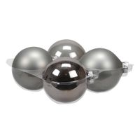 Grote kerstballen - 4x st - titanium grijs - 10 cm - glas - mat/glans - thumbnail
