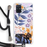 Flowers with blue leaves: Samsung Galaxy A71 Transparant Hoesje met koord