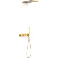 Regendouche set Tres B-System | Inbouw | Thermostaatkraan | 3-weg | Rechthoekig | 24k Goud glans 24k Goud glans