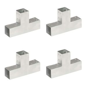 VidaXL Paalverbindingen 4 st t-vorm 71x71 mm gegalvaniseerd metaal