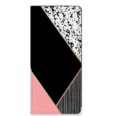 OPPO A58 4G Stand Case Zwart Roze Vormen OPPO A58 4G Stand Case Zwart Roze Vormen
