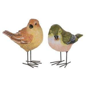 Tuinbeeldjes decoratie vogeltjes - 2x stuks - metaal - 10 cm - binnen/buiten