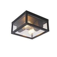 QAZQA Industriële plafondlamp zwart IP44 2-lichts - Charlois