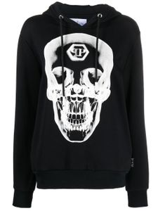 Philipp Plein hoodie en coton à imprimé tête de mort - Noir