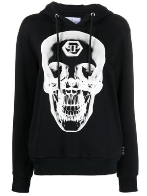 Philipp Plein hoodie en coton à imprimé tête de mort - Noir