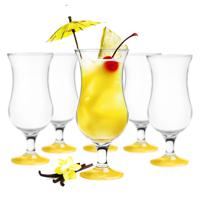 Cocktail glazen - 6x - 420 ml - geel - glas - pina colada glazen