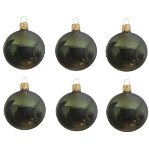 Decoris kerstballen - 6x st - donkergroen - 8 cm - glas - kerstversiering