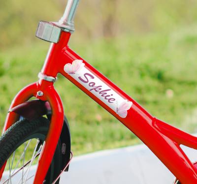 Kleine vlinders met naam fiets sticker