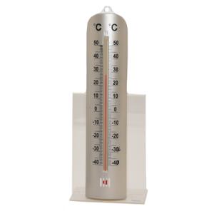 Buitenthermometer - RVS look - 6 x 26 cm - tuin thermometer