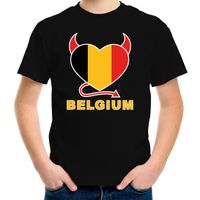 Belgium hart supporter t-shirt zwart EK/ WK voor kinderen - thumbnail