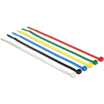 Delock 18626 Assortiment kabelbinders Zwart, Blauw, Groen, Rood, Transparant, Geel 100 stuk(s)