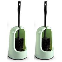 2x stuks toiletborstels/wc-borstels met mintgroene houder 40 cm - thumbnail