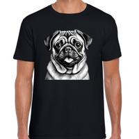 Cadeau/verkleed T-shirt heren - zwart - Mopshond - honden liefhebber Cadeau/verkleed T-shirt heren - zwart - Mopshond - honden liefhebber