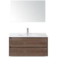 Dante Badmeubelset 100 cm - Tabacco - Keramische Wastafel Wit Enjoy met Spiegel