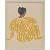 Leen Bakker - Poster Lady - 50x40 Cm - MDF/Glas - Multikleur#Geel