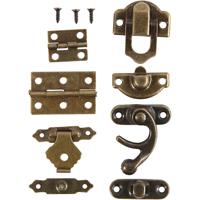 Creativ Company Mini beslag, afm 16x19-19x29,5 mm, antiek goud, 15 set/ 1 doos