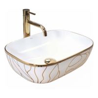 Waskom REA Belinda | 46.5x13.5 cm | Keramiek | Vrijstaand | Rechthoekig | Wit goud