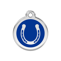 Horse Shoe Navy roestvrijstalen hondenpenning medium/gemiddeld dia. 3 cm - RedDingo