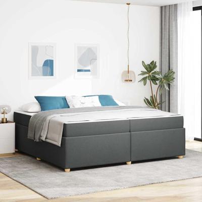 Bedframe met matras Anders Donkergrijs 200 x 200 cm Stof