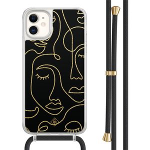 iPhone 11 hoesje met zwart koord - Abstract faces