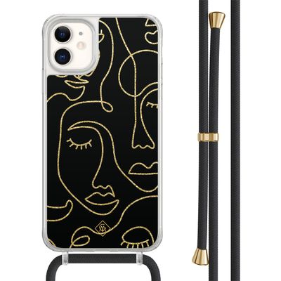 iPhone 11 hoesje met zwart koord - Abstract faces