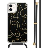 iPhone 11 hoesje met zwart koord - Abstract faces