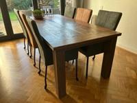 Set van 6 leren eetkamerstoelen met wieltjes en hoge rug - twee kleuren leer - Echt leer, Modern, ontdek de vele Leersoorten en Kleuren bij ShopX