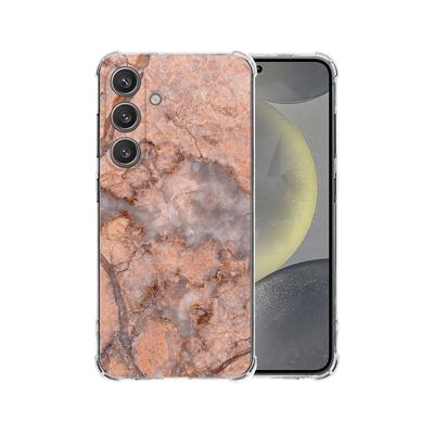 Samsung Galaxy S25 Plus Hoesje - Marmer Oranje TPU Antishock
