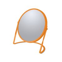 Make-up spiegel Cannes - 5x zoom - metaal - 18 x 20 cm - oranje - dubbelzijdig - Make-up spiegeltjes - thumbnail