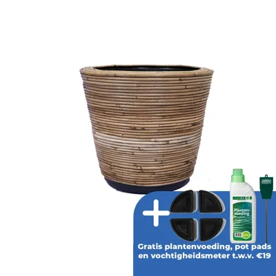 Drypot rotan streep d38h36cm Drypot rotan streep d38h36cm